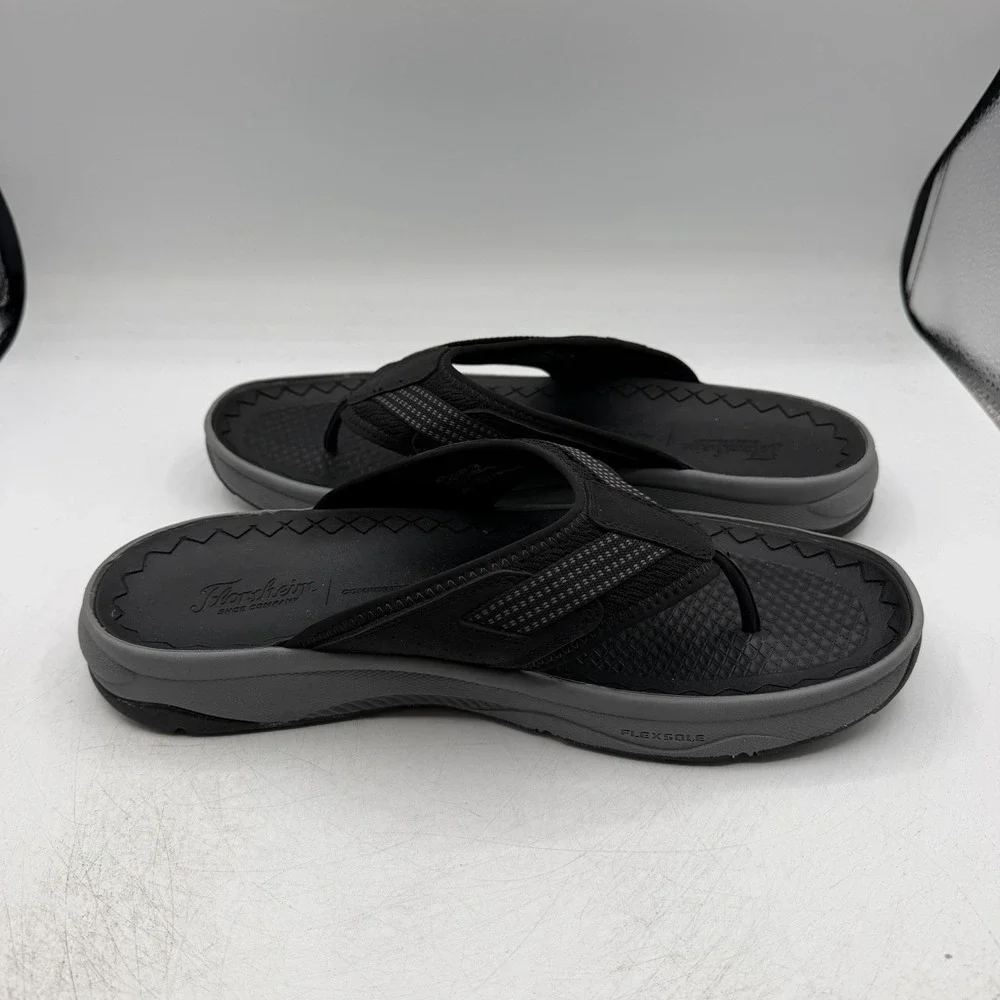 Florsheim Tread Lite Thong Sandals Mens Sz 13 M Black Grey Flip Flops 14363-001